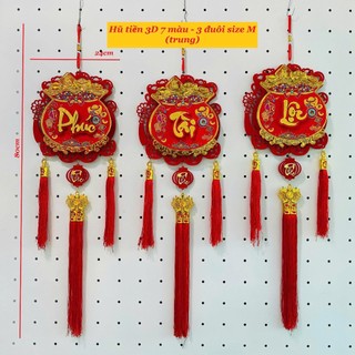 Mẫu mới 2026 Dây treo Hũ Tiền 3D 7 màu -3 đuôi decor trang trí lễ tết, nhà cửa, nhà hàng...