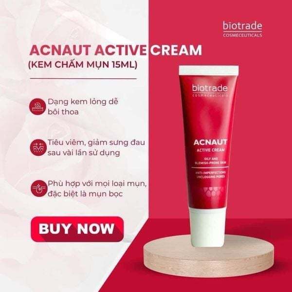 [ĐẠI LÝ CHÍNH HÃNG]Chấm mụn Biotrade Acnaut Active Cream/Lotion Giảm Mụn, Gom cồi 15ml[CÔNG TY] TẶNG 1 MÚT RỦA MẶT