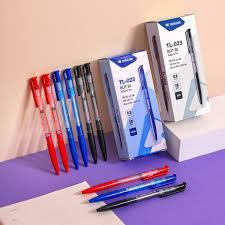 Bút bi Thiên Long TL-023 ngòi 0.8mm mực 3 màu xanh/đỏ/đen nét mực đều đậm