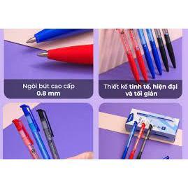 Bút bi Thiên Long TL-023 ngòi 0.8mm mực 3 màu xanh/đỏ/đen nét mực đều đậm