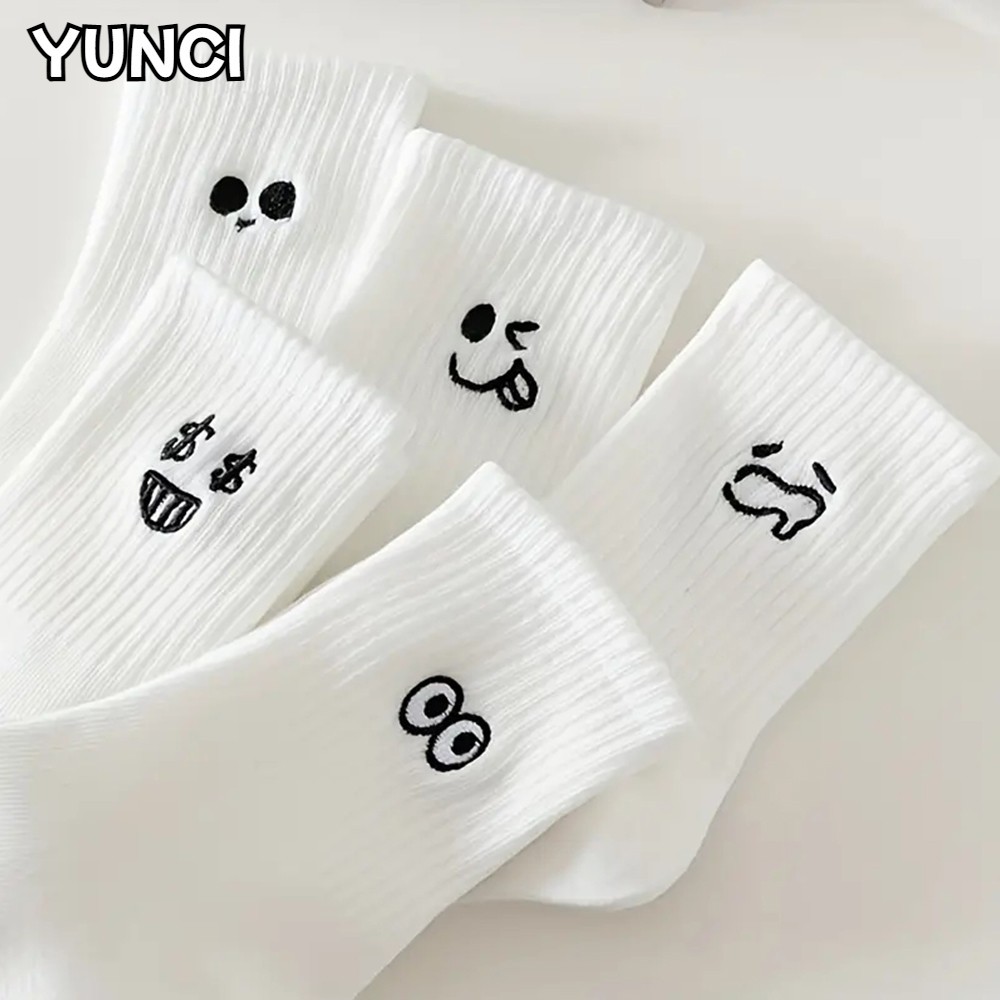 [Peinn] Tất, Vớ Trắng Cổ Trung Họa Tiết Biểu Cảm Hoạt Hình Dễ Thương Dành Cho Nữ tt39 LILIRIA TTD72
