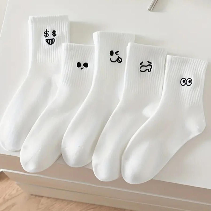 [Peinn] Tất, Vớ Trắng Cổ Trung Họa Tiết Biểu Cảm Hoạt Hình Dễ Thương Dành Cho Nữ tt39 LILIRIA TTD72