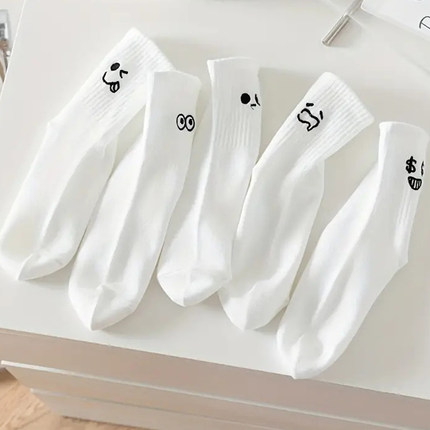 [Peinn] Tất, Vớ Trắng Cổ Trung Họa Tiết Biểu Cảm Hoạt Hình Dễ Thương Dành Cho Nữ tt39 LILIRIA TTD72