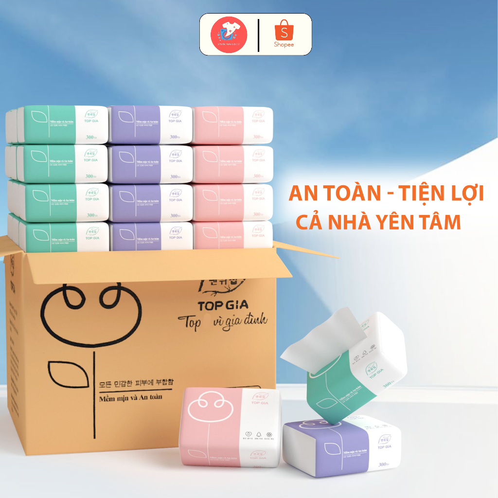 Giấy Ăn Rút 3 Màu Cao Cấp Top Gia 300 Tờ 4 Lớp Khăn Giấy 3 Màu Dày Dai ...