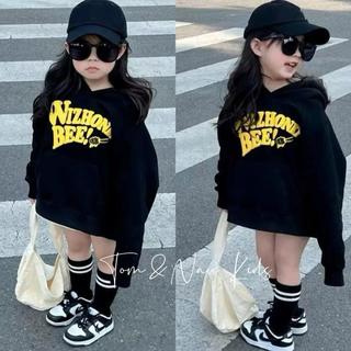K17-[tomnaukid] Áo Hoodie ĐEN chữ WIZ BBE chất liệu Nỉ bông cho bé size từ 9-40Kg