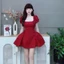 QC_ Đầm váy ngắn, đầm thiết kế đi tiệc Xước Hàn cổ vuông hoa dập nổi dáng ngắn có lót cho dạo phố