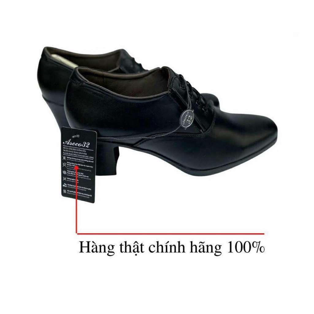 Giày Nữ Đế Cao 7cm Oxford ASECO, Da Bò Nappa Chống Thấm, Đế Cao Su Êm Chắc, Giày Nữ Công Sở Thanh Lịch