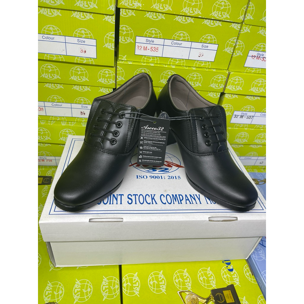 Giày Nữ Đế Cao 7cm Oxford ASECO, Da Bò Nappa Chống Thấm, Đế Cao Su Êm Chắc, Giày Nữ Công Sở Thanh Lịch