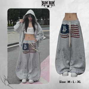 Quần Nỉ Ống Cong hiệu ứng loang phong cách streetwear (không xù lông) - Bum Bum Stu