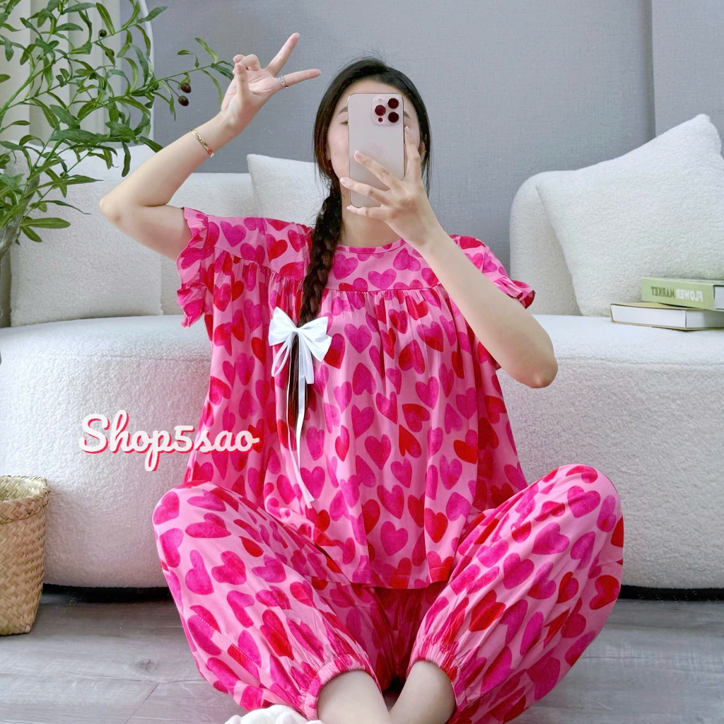 [SALE] Đồ bộ mặc nhà nữ áo babydoll cánh dơi quần dài SHOP5SAO | BigBuy360 - bigbuy360.vn