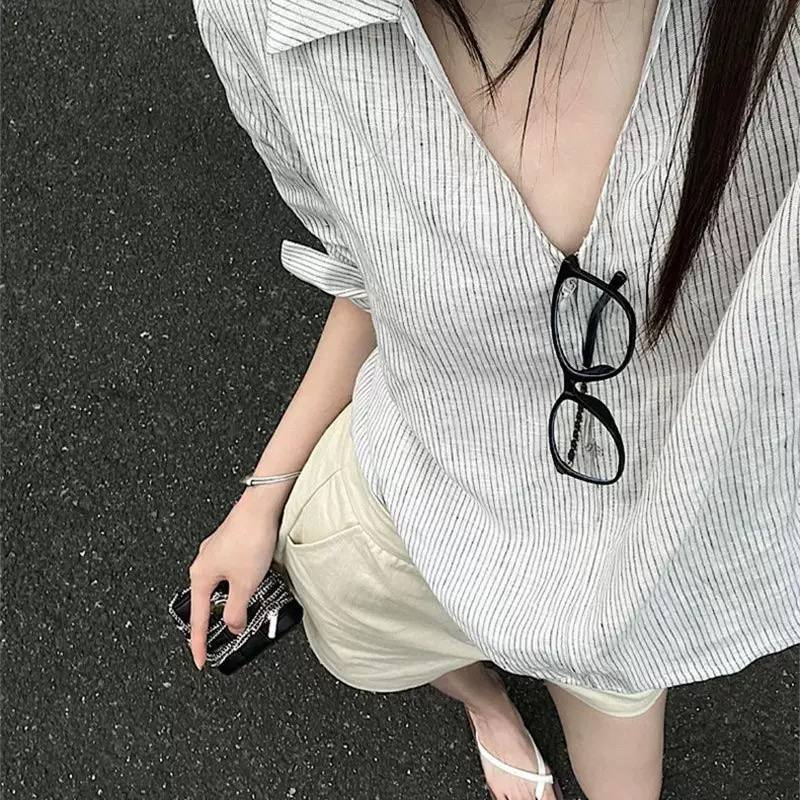 𝗟𝗶𝗮𝗺  - Áo sơ mi Linen cổ V BEELY