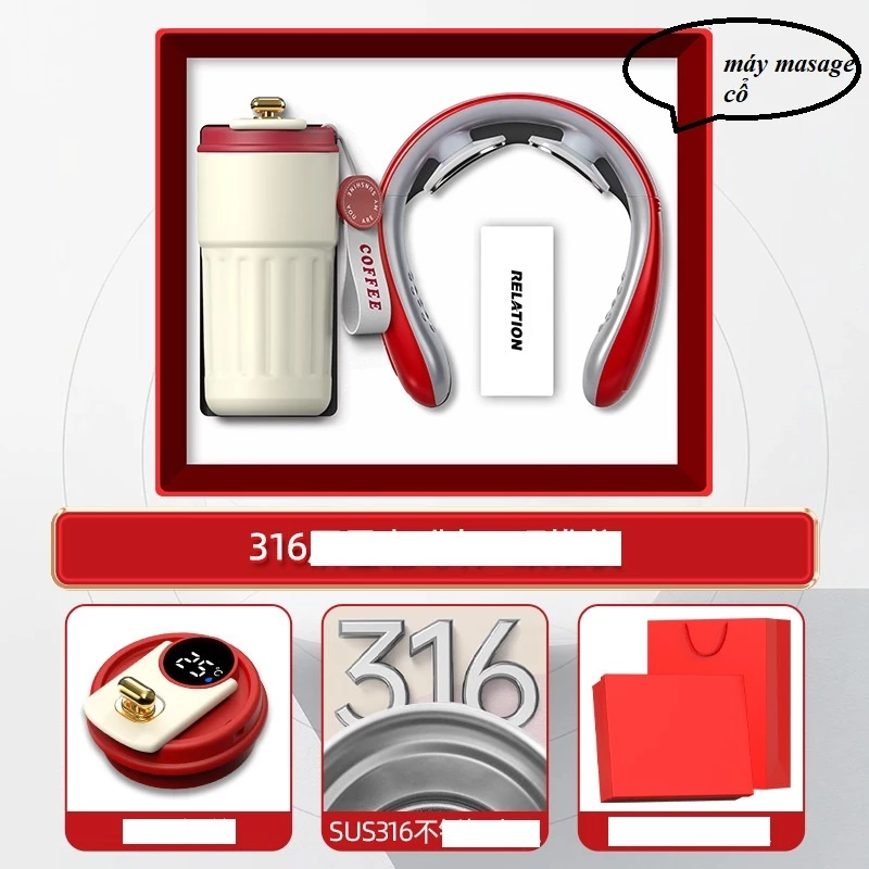 Set Quà Tặng Sang Trọng – Bình Giữ Nhiệt + Ô Gấp Hoặc Máy Massage – quà tốt nghiệp, quà tặng doanh n