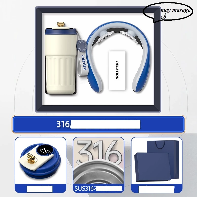 Set Quà Tặng Sang Trọng – Bình Giữ Nhiệt + Ô Gấp Hoặc Máy Massage – quà tốt nghiệp, quà tặng doanh n