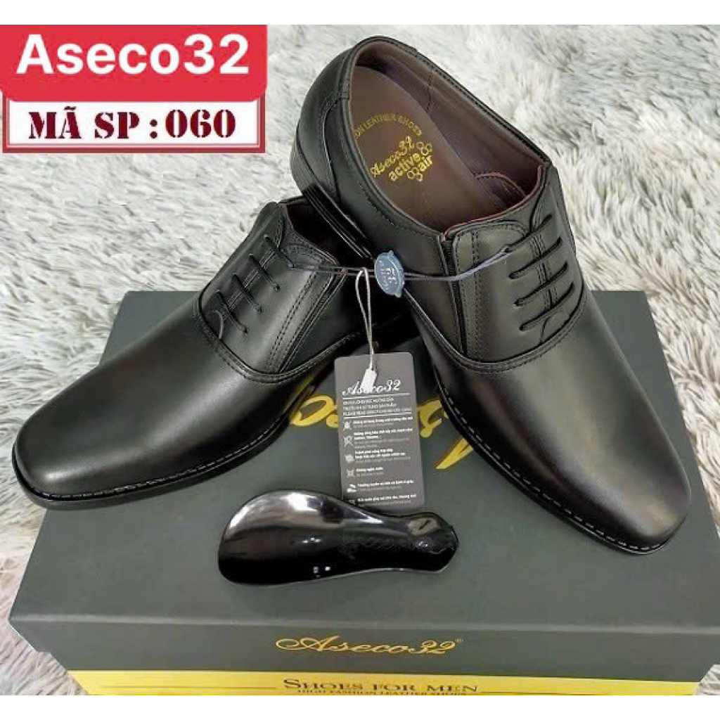 Giày Da Nam Oxford ASECO 060, Da Bò Fullgrain Cao Cấp, Lót Da Cừu Êm Mềm, Đế Nhẹ Bền