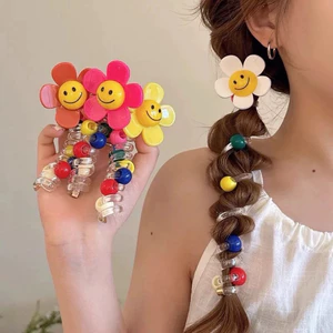 2 Cái Dây Cột Tóc Lò Xo Hoa Mặt Cười Dễ Thương Dành Cho Bé Yêu