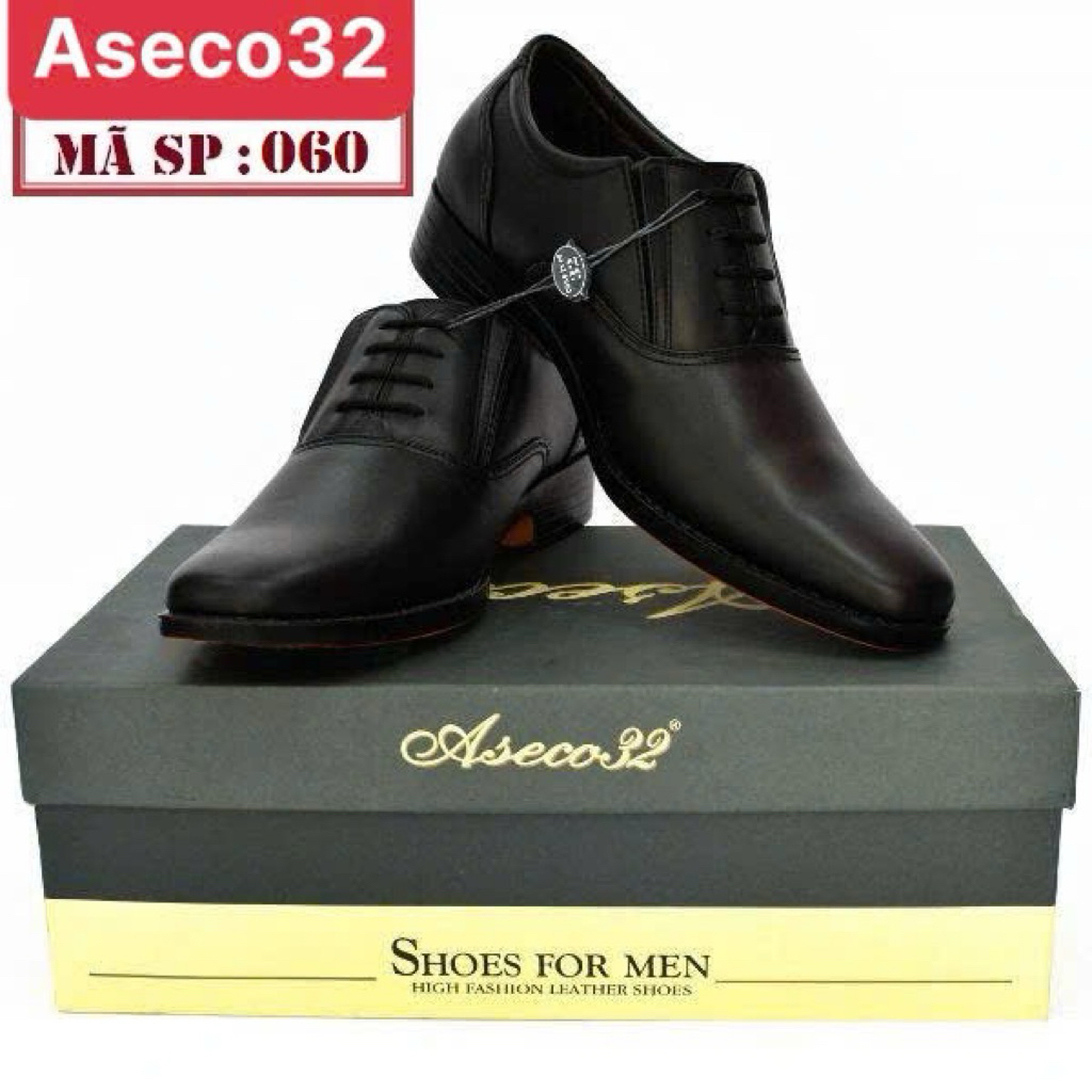 Giày Da Nam Oxford ASECO 060, Da Bò Fullgrain Cao Cấp, Lót Da Cừu Êm Mềm, Đế Nhẹ Bền