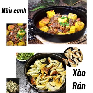 Chảo Gang Thô Đúc 25CM Chống Dính Tự Nhiên – Dùng Bếp Từ, Bếp Gas, Nướng Lò Đều Được