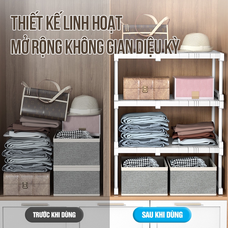 Kaleis Kệ Chia Ngăn Tủ Quần Áo Đa Năng Co Giãn – Kệ Ngăn Tủ Tiện Lợi Giúp Sắp Xếp Gọn Gàng, Tiết Kiệm Không Gian