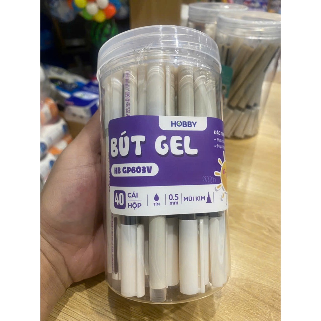 Bút gel nước liền ruột Hobby HB-GP603B xanh /đen/tím