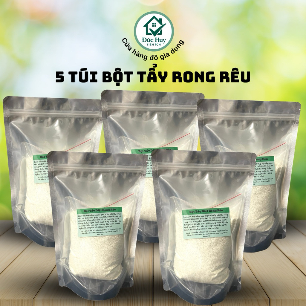 Combo 5 Túi Bột Tẩy Rong Rêu (Tổng 2,5kg) Diệt Rong Nền Xi Măng, Tường ...