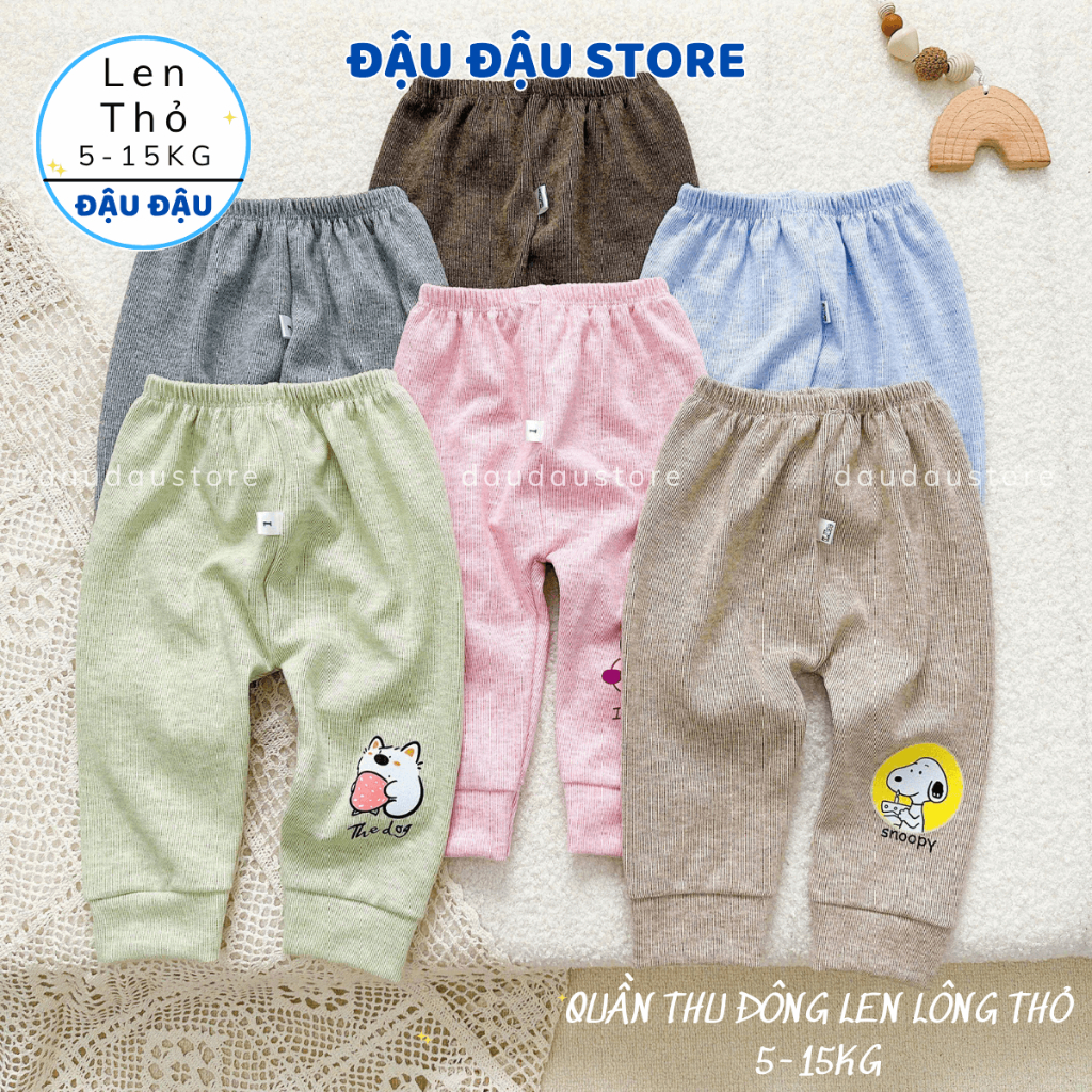 (Loại Đẹp) Set 5/10 Quần Len Lông Thỏ Thu Đông Quảng Châu Mềm Mại ấm áp cho bé trai bé gái 5-15kg QULEN01 Đậu Đậu Store