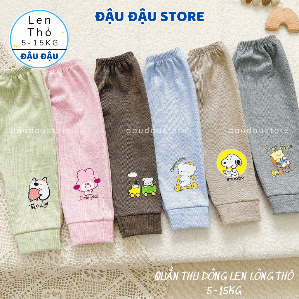 (Loại Đẹp) Set 5/10 Quần Len Lông Thỏ Thu Đông Quảng Châu Mềm Mại ấm áp cho bé trai bé gái 5-15kg QULEN01 Đậu Đậu Store