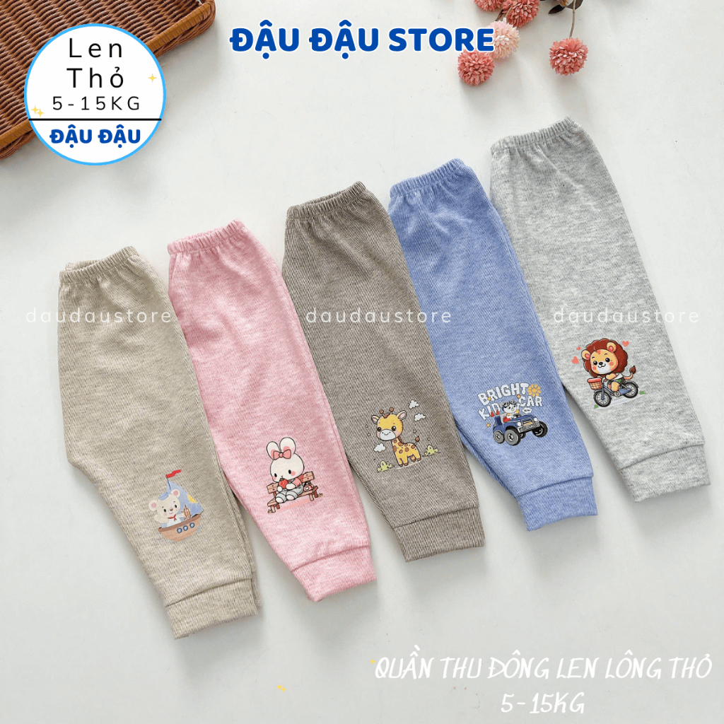 (Loại Đẹp) Set 5/10 Quần Len Lông Thỏ Thu Đông Quảng Châu Mềm Mại ấm áp cho bé trai bé gái 5-15kg QULEN01 Đậu Đậu Store