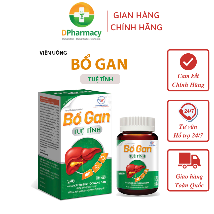 Viên Uống Bổ Gan Tuệ Tĩnh, Hỗ Trợ Cải Thiện Chức Năng Gan, Nóng Gan, Hạ Men Gan, Mẩn Ngứa, Vàng Da