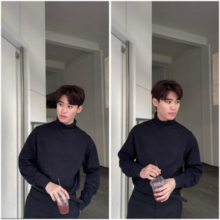 Áo thun mùa Thu Đông Tay Dài cổ cao 5cm /5 phân đơn giản cotton 100%