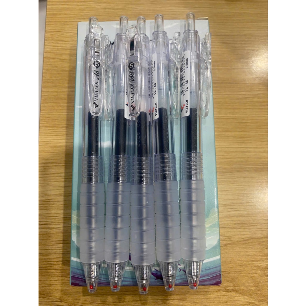 Bút bi bấm mực Gel VIỆT LỢI mực xanh, đen đỏ - VLA8