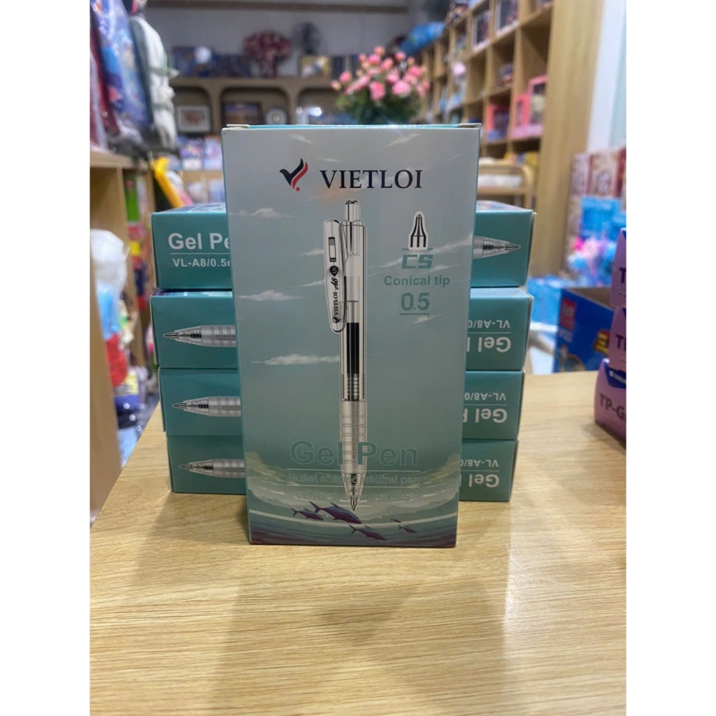 Bút bi bấm mực Gel VIỆT LỢI mực xanh, đen đỏ - VLA8