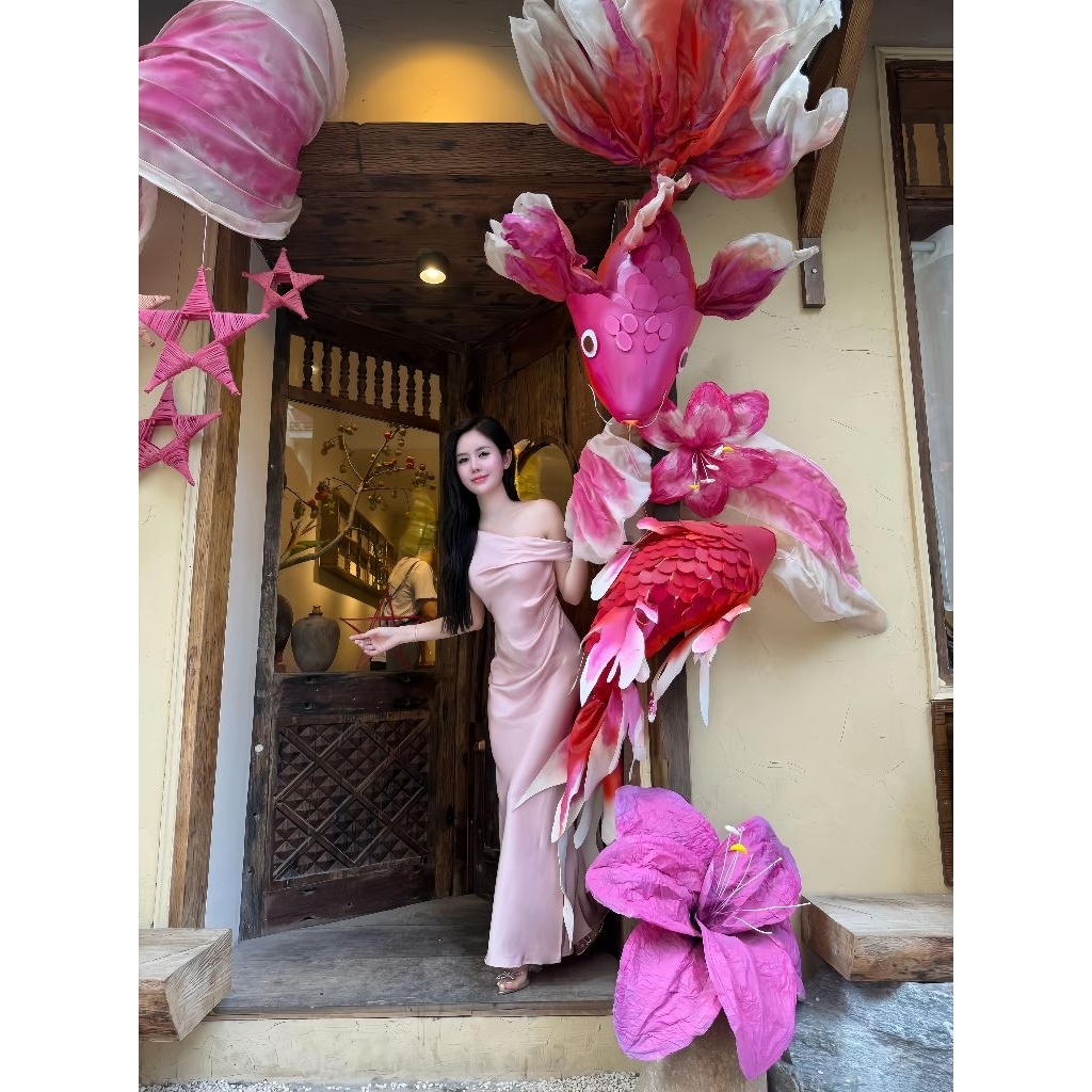 Váy Lụa Dáng Dài Trễ Vai Sang Chảnh - Đầm Lụa Dự Tiệc Joily Dress Silk