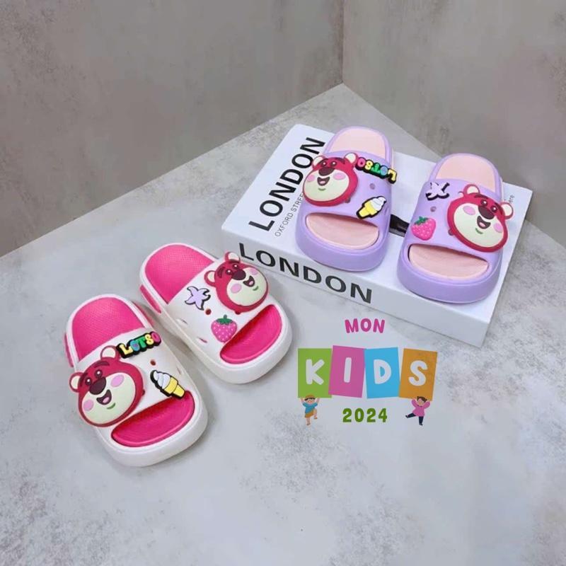 Dép Trẻ Em Gấu Dâu Lotso Dễ Thương, Nhựa EVA Siêu Nhẹ, Siêu Mềm Cho Bé Gái 2 - 10 Tuổi.