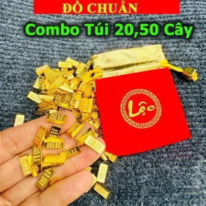 < chiêu tài > Túi Lộc Và Cây Vàng 9999 Mini ( Combo 20 , 50 Thỏi ) Trang Trí Phong Thủy, Để Két Sắt