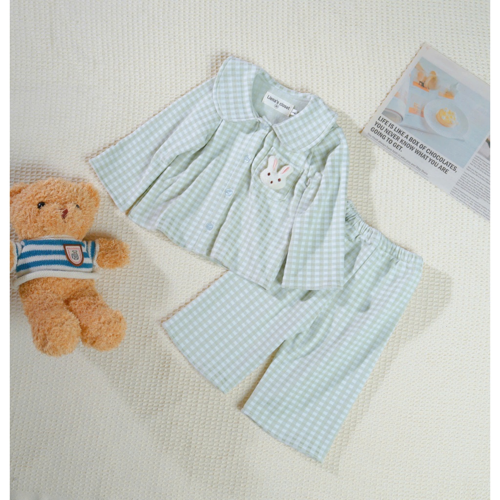 Set Pijama Quần Áo Dài Tay Chất Len Cao Cấp Mặc Mùa Đông Cho Bé Gái Liena's CLoset PJ02