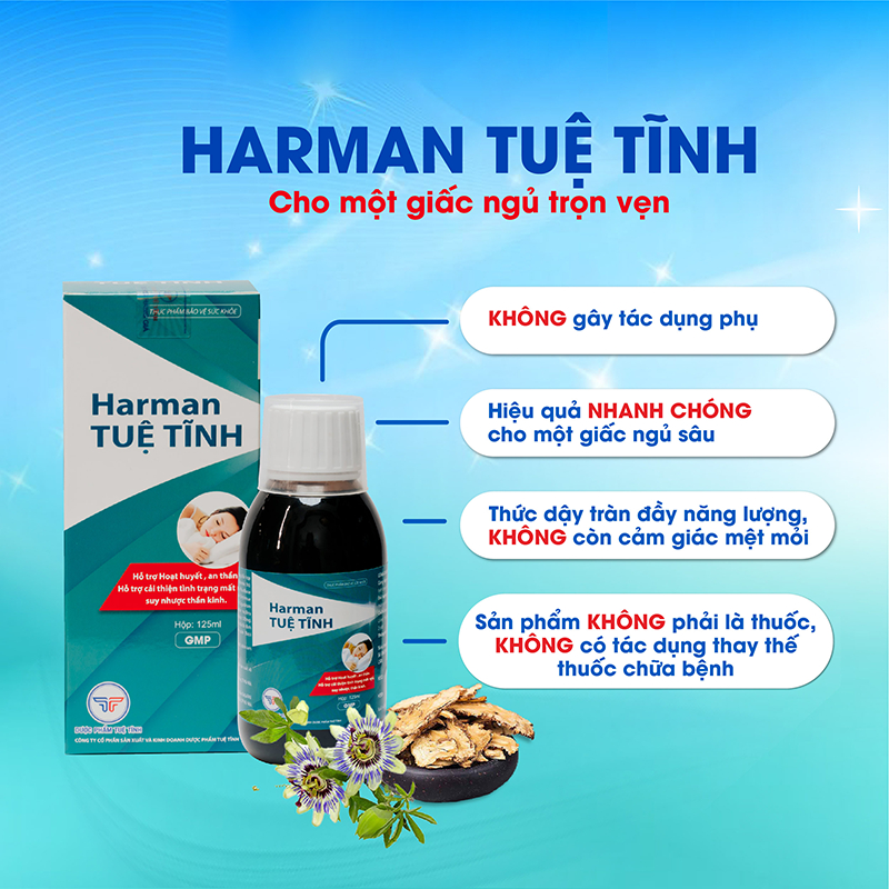 Siro Ngủ Ngon Harman TUỆ TĨNH, Hỗ Trợ Cải Thiện Tình Trạng Mất Ngủ, Ngủ Không Sâu Giấc Hay Giật Mình