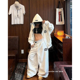 SET NỈ ÁO KHOÁC MŨ MIX QUẦN ỐNG XUÔNG CHỮ HOT