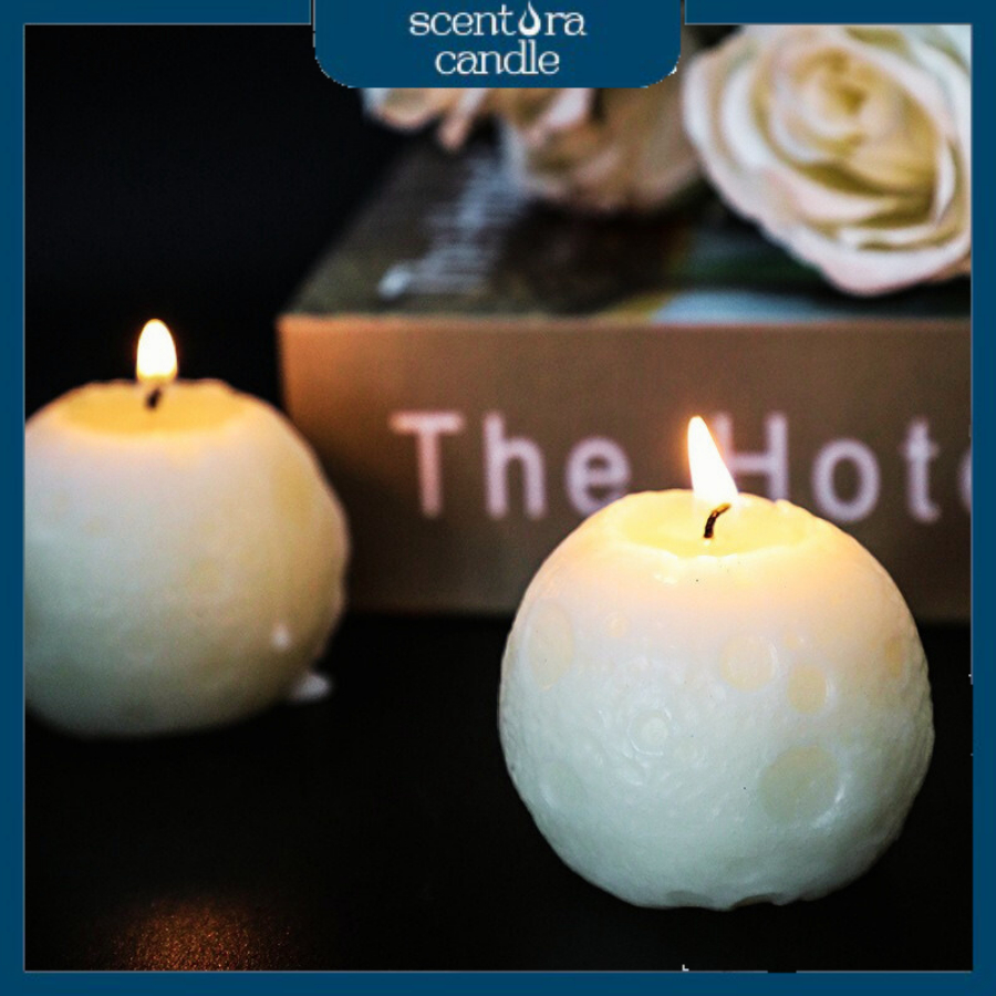 Nến thơm Hình Mặt Trăng ScentoraCandle, Nến decor tiểu hành tinh hình mặt trăng nghệ thuật sáng tạo