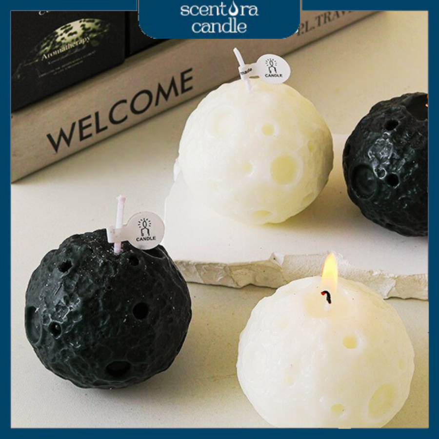 Nến thơm Hình Mặt Trăng ScentoraCandle, Nến decor tiểu hành tinh hình mặt trăng nghệ thuật sáng tạo