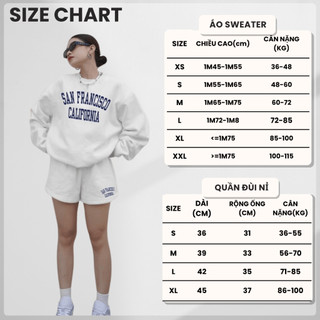 Set Bộ Nỉ Nữ Thu Đông CHEPOL Cổ Tròn, In Chữ Nổi, Chất Nỉ Chân Cua Cao Cấp( Áo Sweater Trắng + Quần Đùi Trắng )-CP_13495