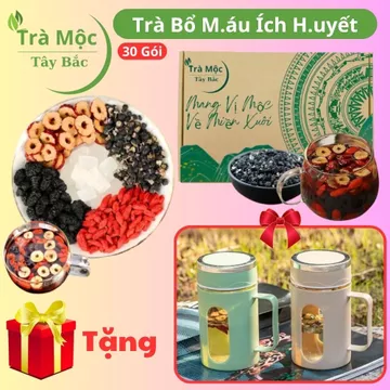 Trà Bổ M.áu Ích H.uyết Kỷ Tử Dâu Tằm Táo Đỏ 30 Gói (Tặng Bình) – Hương Vị Tự Nhiên, Thanh Lọc dưỡng nhan