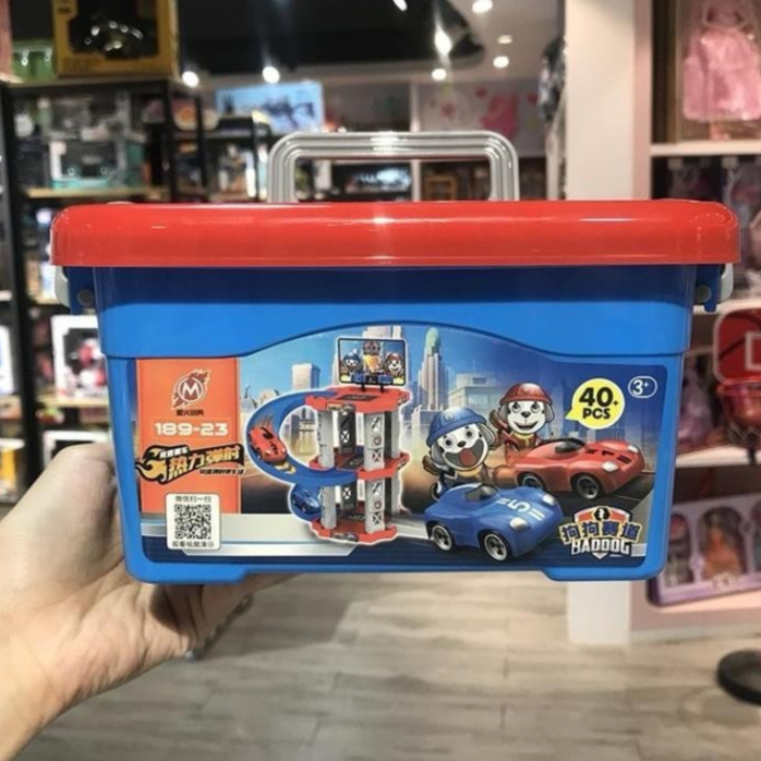 Đồ Chơi Lắp Ráp Mô Hình Nhà Để Xe Cầu Trượt Thông Minh Bộ Xe Ô Tô Và Bãi Đỗ Xe Mini Chú Chó Cứu Hộ-Đồ Chơi Cho Bé PUKAPI