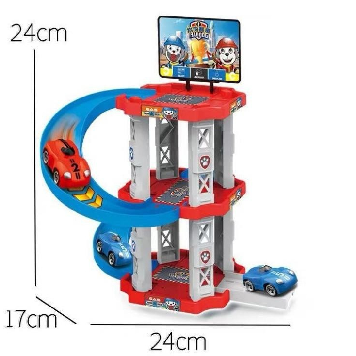 Đồ Chơi Lắp Ráp Mô Hình Nhà Để Xe Cầu Trượt Thông Minh Bộ Xe Ô Tô Và Bãi Đỗ Xe Mini Chú Chó Cứu Hộ-Đồ Chơi Cho Bé PUKAPI