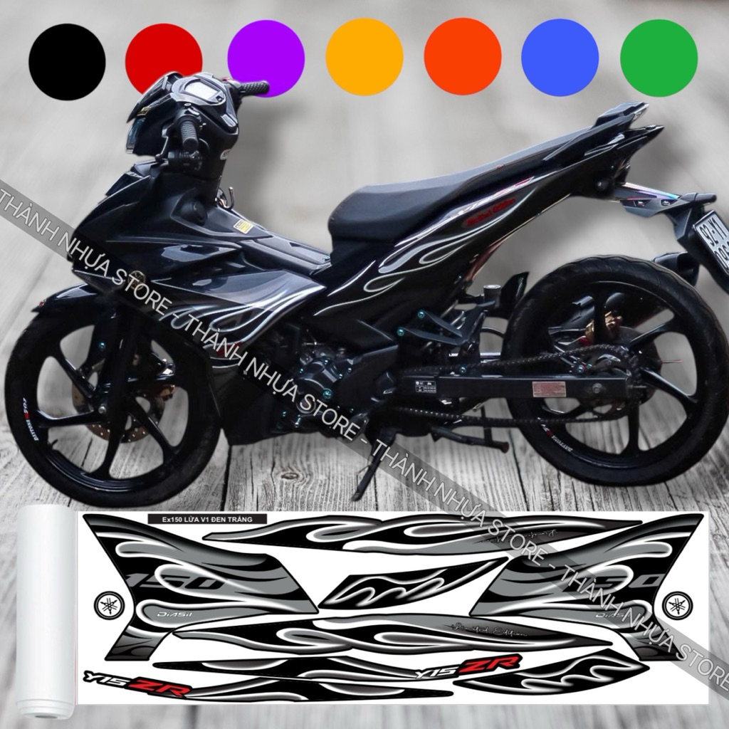 [ĐỦ MÀU] Tem Lửa V1 Ex150 - Tem rời dán Exciter 150 3 lớp xe đen