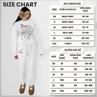 Set Bộ Nỉ Nữ Thu Đông CHEPOL Cổ Tròn, In Hình Thỏ, Chất Nỉ Chân Cua Cao Cấp (Áo Sweater Trắng + Quần Dài Trắng)-CP_x2460