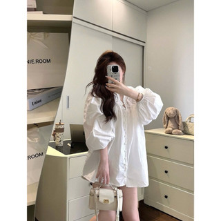 [A0.267] Váy Sơmi Form Dấu Quần Chất Thô Mềm Phối Ren Hoa Khuy Ngọc