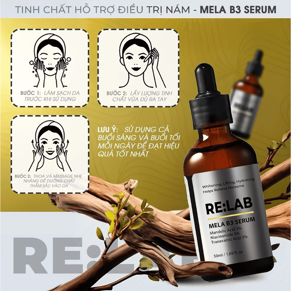 Serum Re:lab mela b3 serum giúp dưỡng ẩm, mờ nếp nhăn, làm trắng da, 50ml - hạn 2028 Hàn Quốc serum relab  IS51