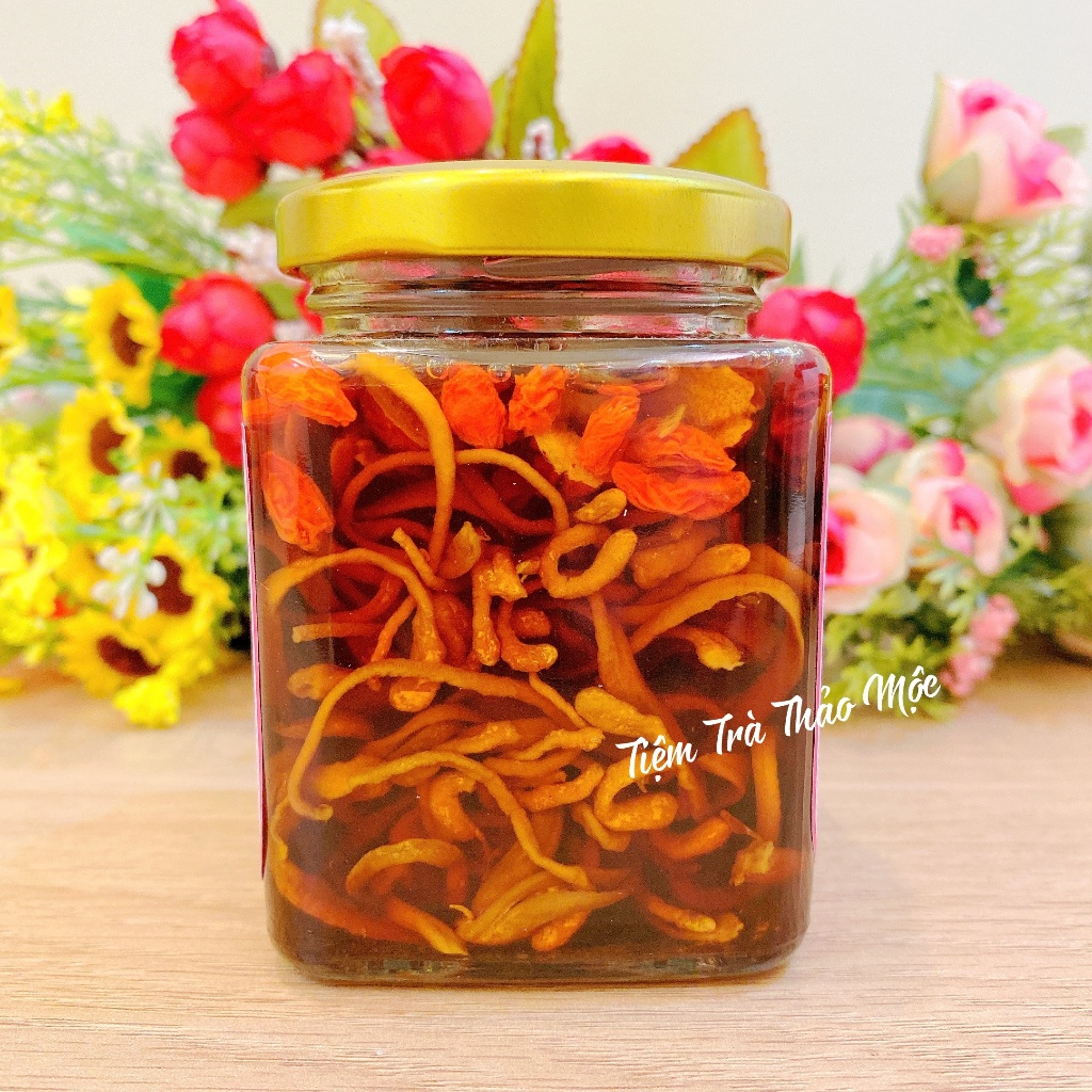 Đông Trùng Mật Ong - Đông Trùng Hạ Thảo, Táo Đỏ, Kỷ Tử ngâm Mật Ong hoa rừng