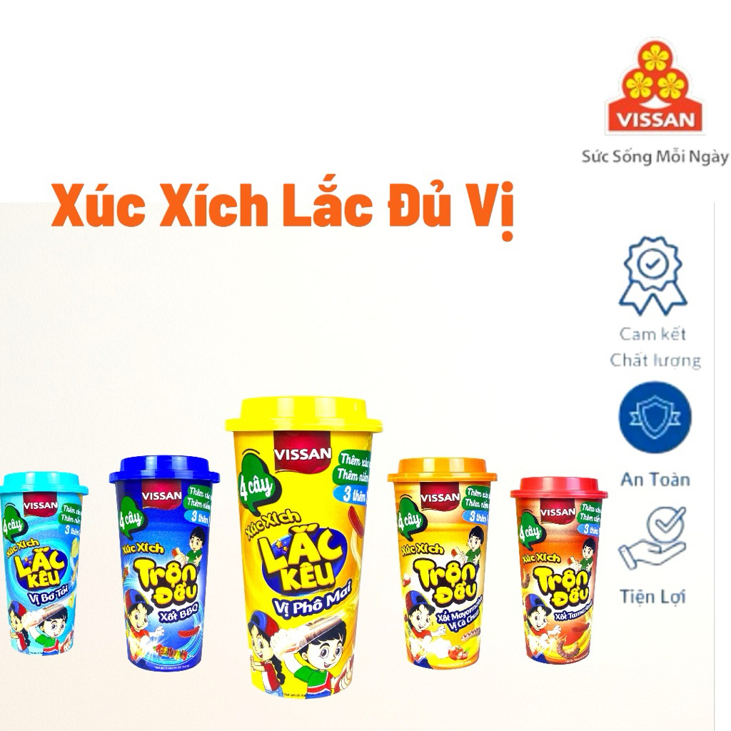 Vissan Combo Xúc Xích Lắc Vissan 4 Cây – Hũ – Ăn Vặt Tiện Lợi Giao Ngẫu Nhiên