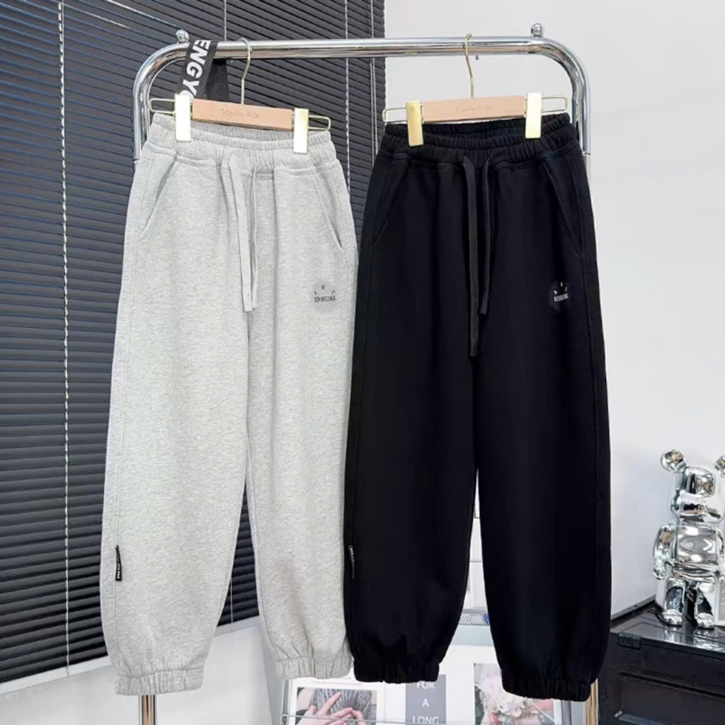 Quần dài chất liệu nỉ ép 2 da cho bé trai, bé gái từ 17-60kg